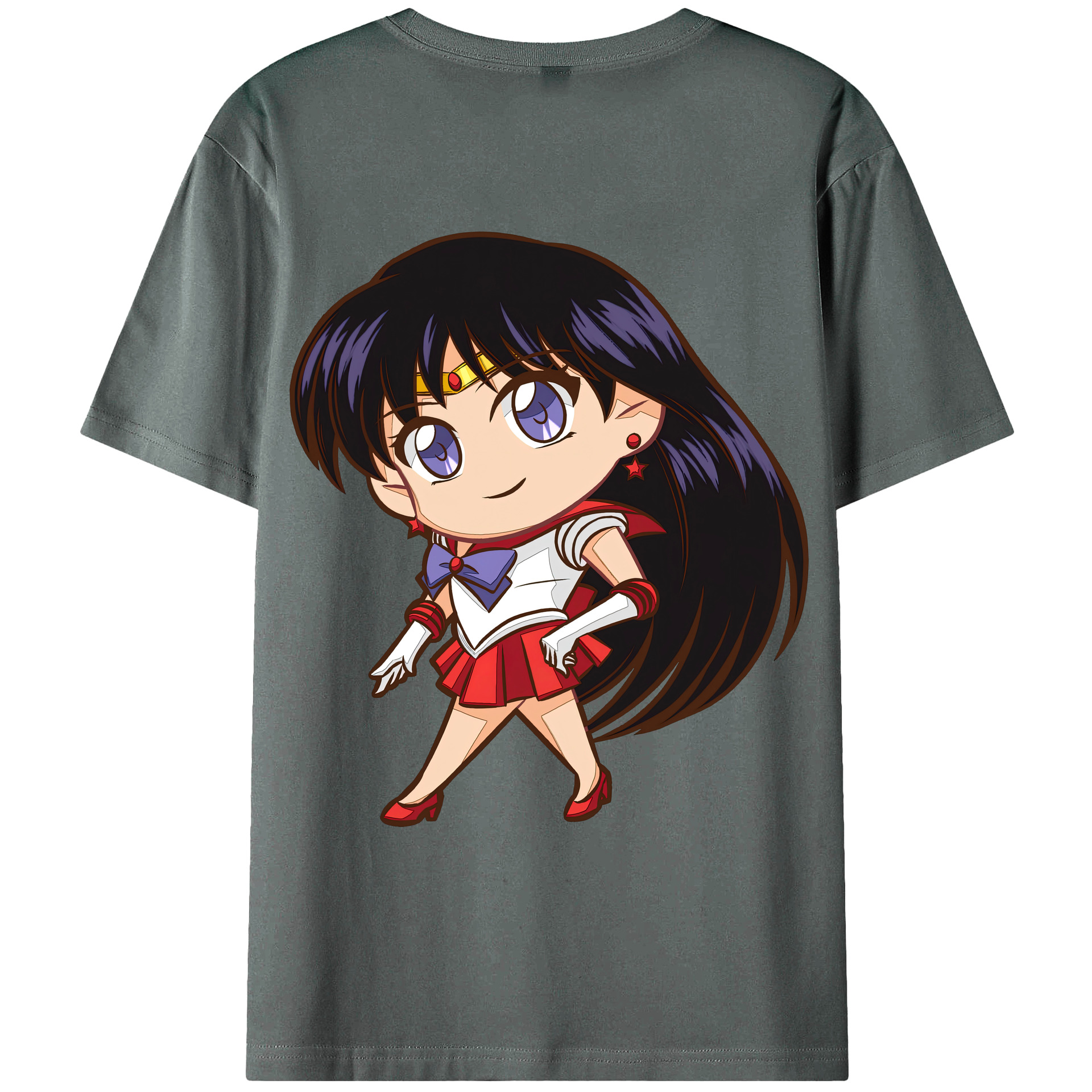 （画像用） 美少女戦士セーラームーン 火野レイ ひの レイ Sailor Moon Hino Rei （セーラーマーズ,Sailor Mars） 綿100％ メンズ半袖Tシャツ（バックプリント） 通気性